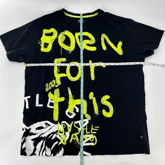 Hustle Gang "Born For This 2003" Black Neon Yellow T Shirt 2X - Picture 7 of 8